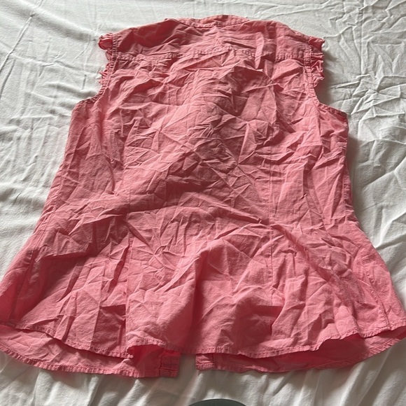 Tommy Hilfiger Pink Ruffle Blouse | 100% Cotton Sleeveless Button-Up | Size M - Picture 6 of 7